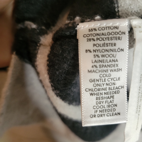 LOFT XXS extra small cowl neck sweater stripe cream dark grey - Picture 3 of 3